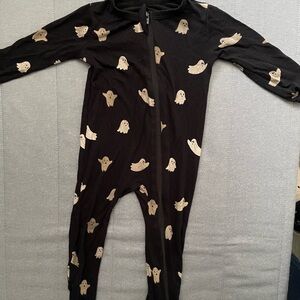 Kyte Baby Boo Zippered Footie Black Ghost Print Kids One Piece